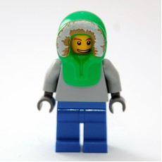 Man, Plain Light Bluish Gray Torso, Blue Legs, Bright Green Hood (fig-007380)