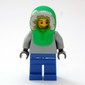 Man, Plain Light Bluish Gray Torso, Blue Legs, Bright Green Hood