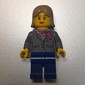 Woman, Dark Bluish Gray Jacket with Magenta Scarf, Dark Blue Legs, Dark Tan Hair
