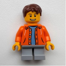 Boy, Open Orange Jacket, Short Light Bluish Gray Legs (fig-007394)
