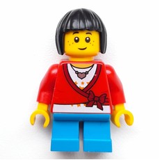 Girl, Cardigan Tied with Bow, Necklace, Short Dark Azure Legs (fig-007397)