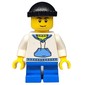 Boy, White and Blue Hoodie, Short Blue Legs, Black Hat