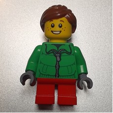 Girl, Green Jacket, Short Red Legs, Reddish Brown Hair (fig-007399)