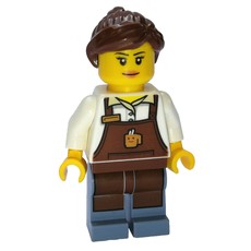 Barista, Woman, White Torso, Reddish Brown Apron, Reddish Brown Hair (fig-007403)