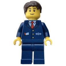Conductor, Blue Suit with Train Logo, Dark Brown Hair (fig-007404)