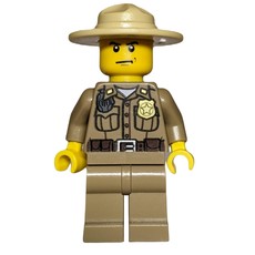 Forest Police / Ranger, Dark Tan Shirt with Radio and Badge, Dark Tan Legs, Tan Campaign Hat (fig-007405)