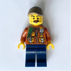 Explorer, Jacket with Pouches, Radio, and Rope, Dark Tan Cap, Moustache (fig-007408)