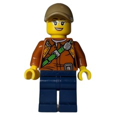Explorer, Shirt with Radio and Green Belt, Dark Tan Cap, Glasses, Woman (fig-007409)
