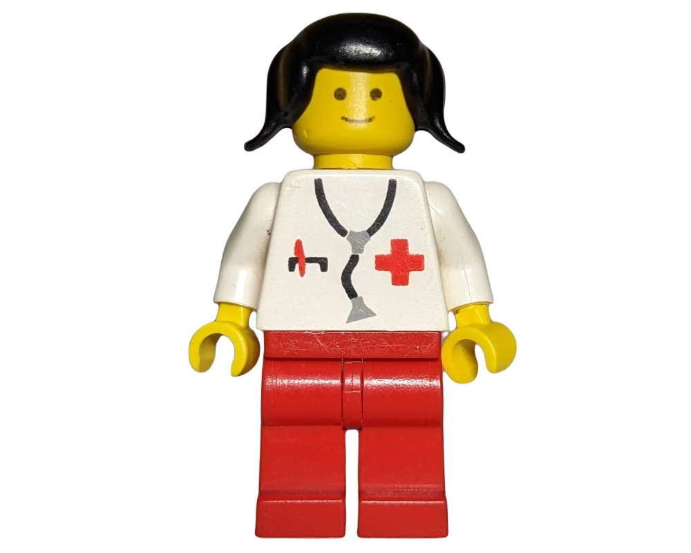 LEGO Set fig007423 Doctor, Woman, White Torso with Stethoscope and Red