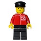 Postal Worker, Red Shirt with Horn Logo, Black Legs, Black Hat (3626b Head)