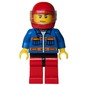 Man, Blue Jacket with Orange Stripes, Red Legs, Red Helmet with Visor