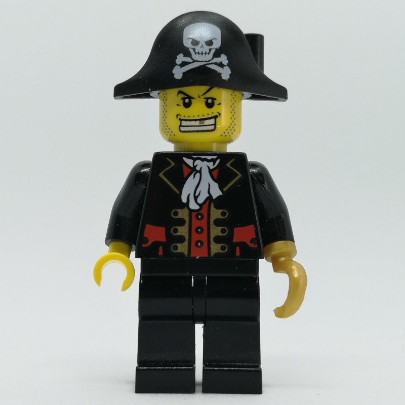 LEGO Set fig-007435 Pirate Captain, Black Jacket, Pearl Gold Hook