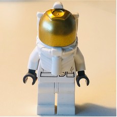 Astronaut, Woman, White, Diver Helmet, Gold Visor (fig-007436)