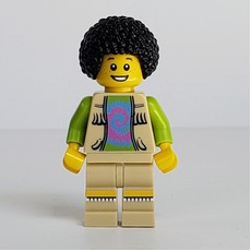 Musician, Man, Open Vest Jacket over Lime Shirt, Black Afro (fig-007453)