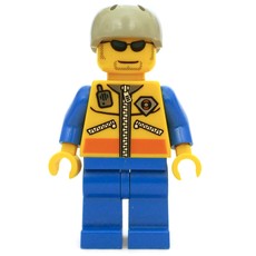 Coast Guard, Yellow Jacket with Zipper, Radio and Badge, Light Bluish Gray Helmet, Sunglasses (fig-007464)