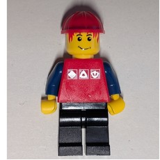 Man, Red Shirt with Dark Blue Arms, Red Hard Hat (fig-007466)