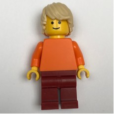 Man, Plain Orange Torso, Dark Red Legs, Tan Hair (fig-007476)