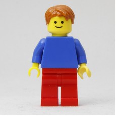 Man, Plain Blue Torso and Red Legs, Dark Orange Hair (fig-007477)