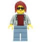 Track Official, Light Bluish Gray Torso, Sand Blue Legs, Dark Red Hair