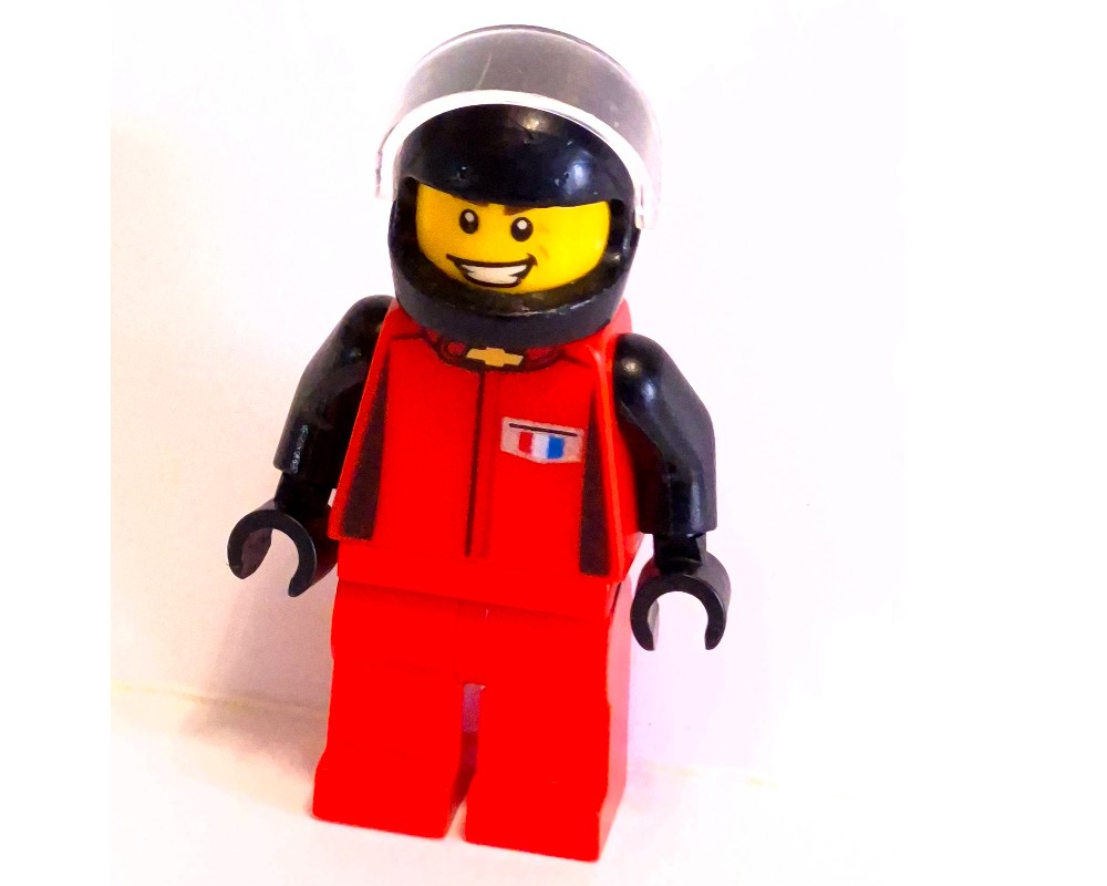 LEGO Set fig-007506 Race Driver, Red Torso, Red Legs, Black Helmet ...