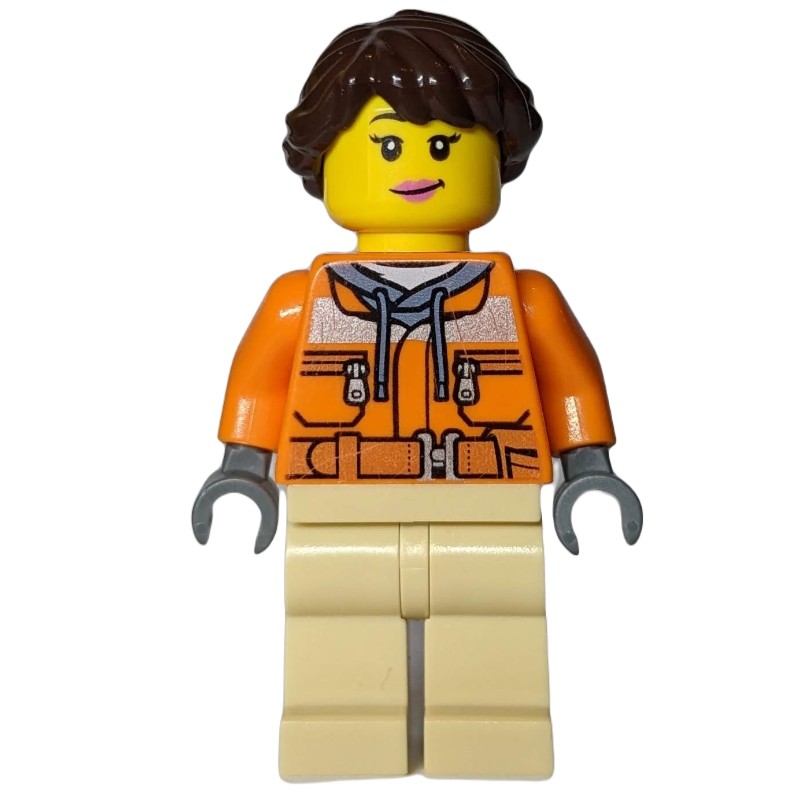 LEGO Set fig-007548 Orange Torso, Tan Legs, Dark Brown Hair (2017 Speed ...