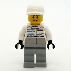 Mechanic, White Torso, Light Bluish Grey Legs, White Cap (fig-007559)