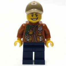 Explorer, Jacket with Pouches, Radio, and Rope, Dark Tan Cap (fig-007561)