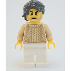 Man, Tan Sweater, White Legs, Dark Bluish Gray Hair, Beard (fig-007572)