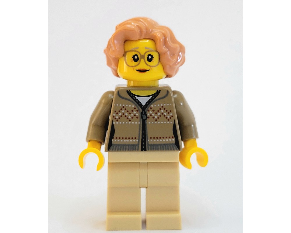 LEGO Set fig-007573 Woman, Dark Tan Cardigan with Zipper, Tan Legs ...