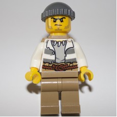 Criminal, Open Prison Shirt, Dark Tan Legs, Dark Bluish Gray Hat, Backpack (fig-007579)
