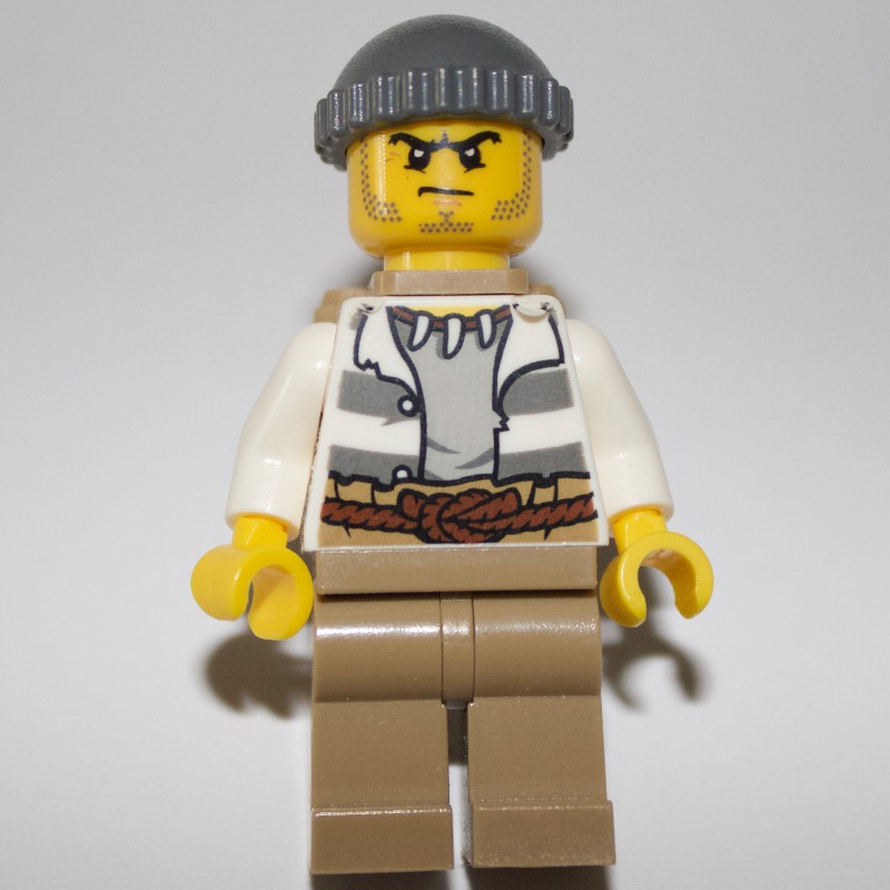 LEGO Set fig-007579 Criminal, Open Prison Shirt, Dark Tan Legs, Dark ...