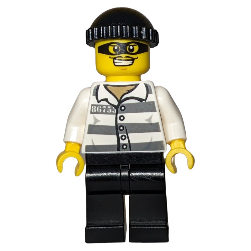 Lego Set Fig 007584 Criminal Prison Shirt With 86753 Black Legs Black Hat Black Eyemask 1597