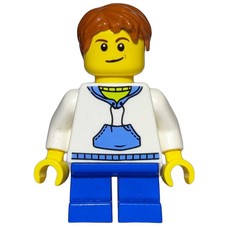 Boy, White and Blue Hoodie, Short Blue Legs, Dark Orange Hair, 3626cpr1579 Hair (fig-007587)