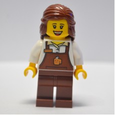 Barista, White Torso, Reddish Brown Apron (fig-007651)