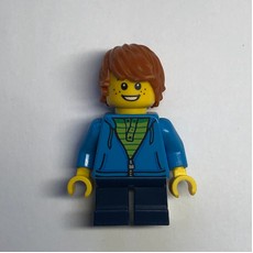 Boy, Dark Azure Torso, Dark Blue Legs, Dark Orange Hair (fig-007656)