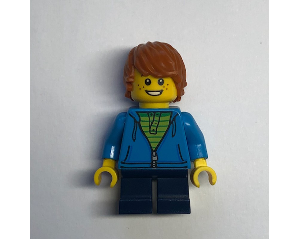 LEGO Set fig-007656 Boy, Dark Azure Torso, Dark Blue Legs, Dark Orange ...