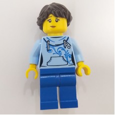 Bright Light Blue Torso, Blue Legs, Dark Brown Hair (fig-007664)