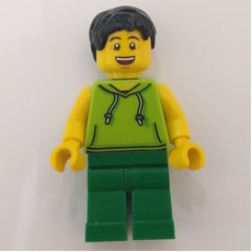 Lime Torso, Green Legs, Black Hair (fig-007665)