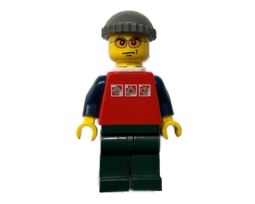 LEGO Set fig-007684 Man, Red Shirt with Dark Blue Arms, Dark Bluish ...