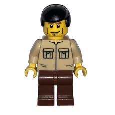 Man, Tan Shirt with Pockets, Reddish Brown Legs, Black Hair (fig-007689)