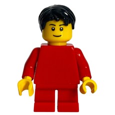 Boy, Plain Red Torso, Short Red Legs, Black Hair (fig-007701)