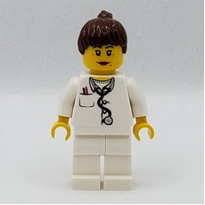 Doctor, Woman, White Torso with Stethoscope and Pocket, White Legs, Dark Brown Ponytail (fig-007716)