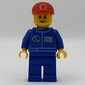 Mechanic, Blue Jumpsuit with Octan Logo, Red Cap, Smile, Reddish Brown Eyebrows