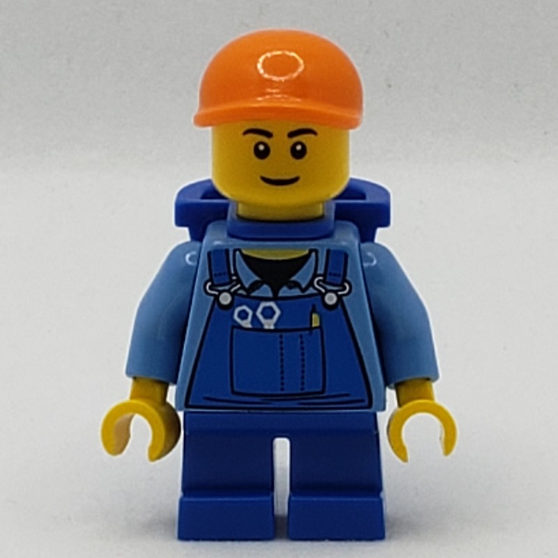 LEGO Set fig-007722 Boy, Blue Overalls, Short Blue Legs, Orange Cap ...