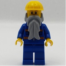 Man, Blue Jacket with Orange Stripes, Blue Legs, Yellow Hard Hat, Light Bluish Gray Beard, Reddish Brown Eyebrows (fig-007730)