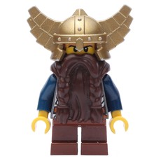 Dwarf, Armor with Shoulder Strap, Short Reddish Brown Legs, Beard, Winged Helmet (fig-007735)