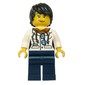 Scientist, Woman, White Jacket over Hoodie with Sunglasses, Dark Blue Legs, Black Hair