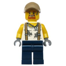 Mechanic, Dirty White Shirt with Suspenders, Dark Blue Legs, Dark Tan Cap, Goatee Beard (fig-007741)