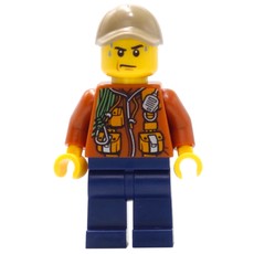 Explorer, Jacket with Pouches, Radio, and Rope, Dark Tan Cap, Sweat Drops (fig-007746)