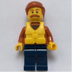 Explorer, Jacket with Pouches, Radio, and Rope, Dark Orange Hair, Yellow Life Vest, Moustache (fig-007749)